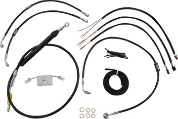 Harley Davidson Fxdrs 114 [LA CHOPPERS] - Complete Black Vinyl Braided Handlebar Cable/Brake Line Kit