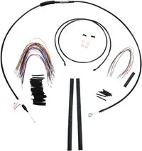 Harley Davidson Flhx [BURLY BRAND] - Complete Black Vinyl Handlebar Cable/Line Set for Ape Hanger