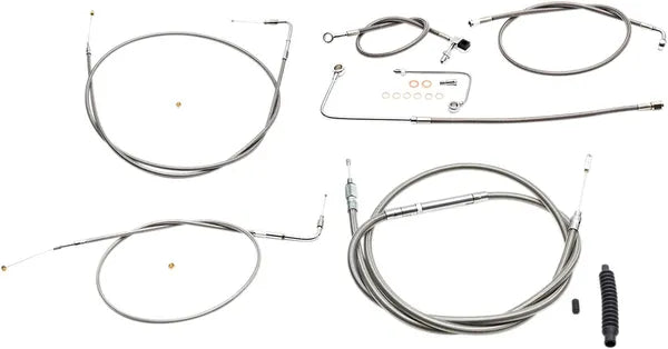Harley Davidson FLS [LA CHOPPERS] - Standard Stainless Steel Covered Handlebar Cable/Brake Line Kit