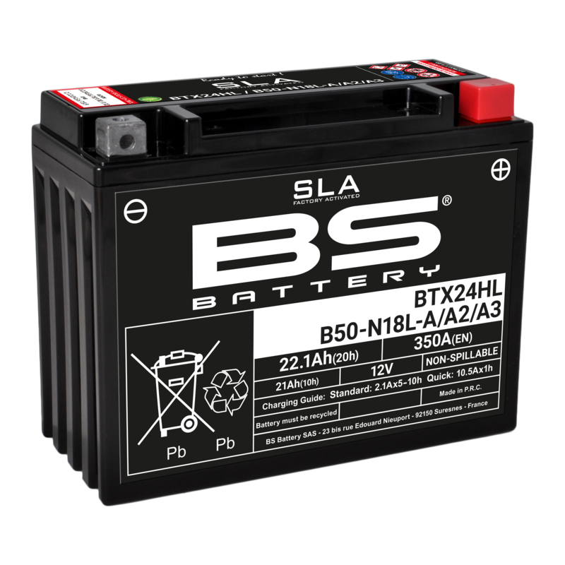 Ducati Gtv 500 [BS BATTERY] - SLA maintenance-free battery factory activated - BTX24HL/B50-N18L-A/A2/A3