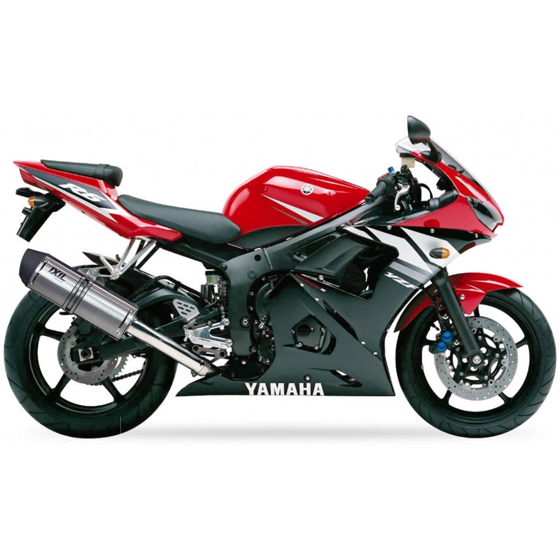 Yamaha YZF-R6 (RJ09) [2004-2005] - Hexoval muffler stainless steel / end cap stainless steel black - OY9053VSE