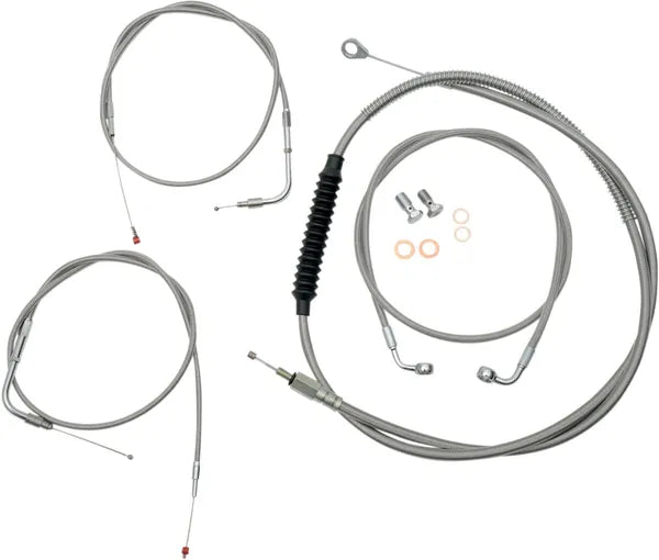 Harley Davidson Flst [LA CHOPPERS] - Standard Stainless Steel Covered Handlebar Cable/Brake Line Kit