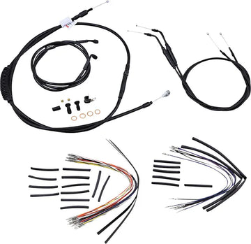 Harley Davidson Fxdwg [BURLY BRAND] - Complete Black Vinyl Handlebar Cable/Line Set for Ape Hanger
