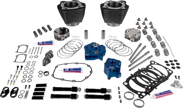 Harley-Davidson FXBR 1923 Softail Breakout 117 [2026] - 129" Power Package Motorleistungs-Kit – Oberfläche: Schwarz, Hervorgehobene Lamellen – Merkmal: Schwarze Stößelstangenrohre – Bild 2