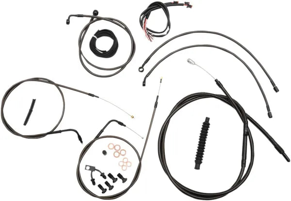 Harley Davidson Fxsb [LA CHOPPERS] - Complete Midnight Braided Handlebar Cable/Brake Line Kit