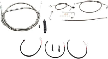Harley Davidson FLS [LA CHOPPERS] - Complete Stainless Steel Braided Handlebar Cable/Brake Line Kit
