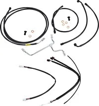 Harley Davidson Flhx [BURLY BRAND] - Complete Black Vinyl Handlebar Cable/Line Set for Ape Hanger