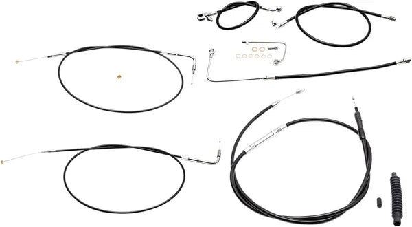 Harley Davidson FLS [LA CHOPPERS] - Standard Black Vinyl Handlebar Cable/Brake Line Kit