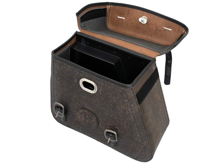 Motorradtasche [Hepco & Becker] - Leder Rugged braun links – Cutout