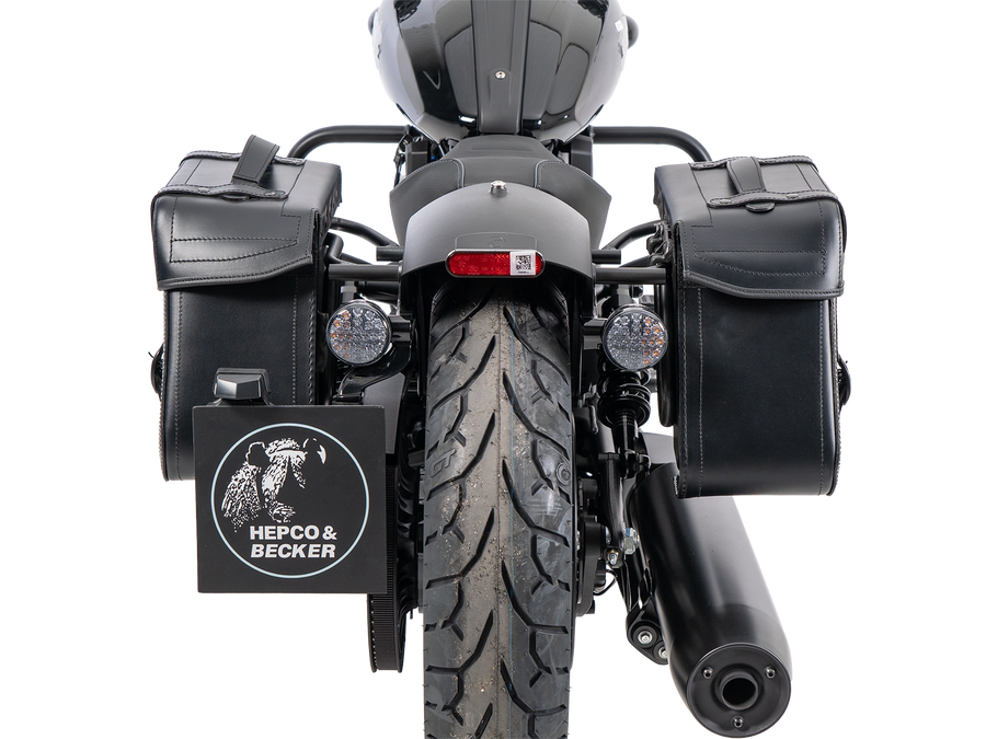 Indian 101 Scout [2025-2026] - Set: Ledertaschenhalter Cutout schwarz inkl. Rugged Ledertaschen schwarz