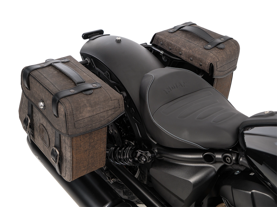 Indian 101 Scout [2025-2026] - Set: Ledertaschenhalter Cutout schwarz inkl. Rugged Ledertaschen braun