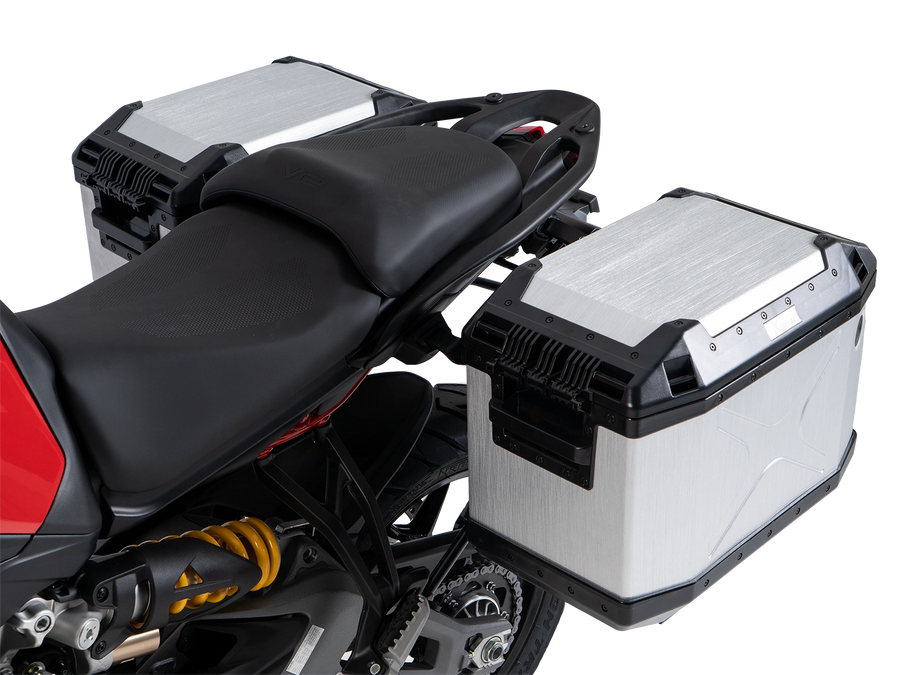 DUCATI Multistrada V2 [2025-2026] - Kofferträgerset Cutout schwarz inkl. Xplorer Cutout silber Kofferset