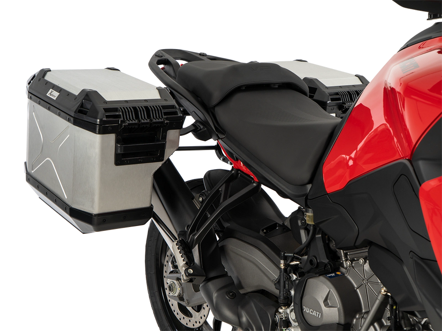 DUCATI Multistrada V2 [2025-2026] - Kofferträgerset Cutout schwarz inkl. Xplorer Cutout silber Kofferset