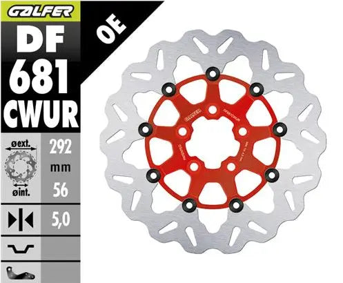 Harley-Davidson XL 883 R Roadster [2010-2013, 2014-2015] - Floating wave brake disc - Surface: red, silver, stainless steel - Image 1