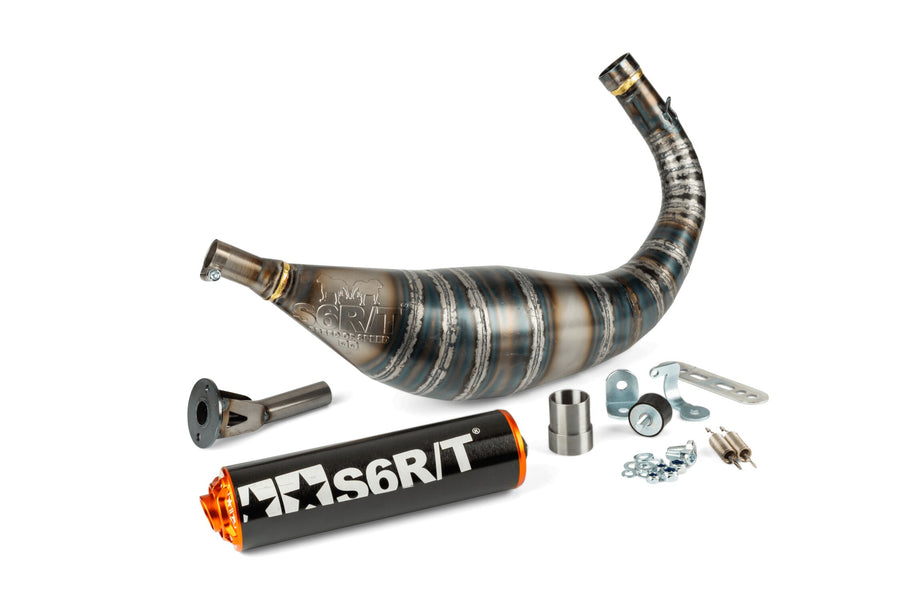 Peugeot XP6-Enduro 50 2T AM6 - Auspuff R/T 80–90 Schwarz / Orange