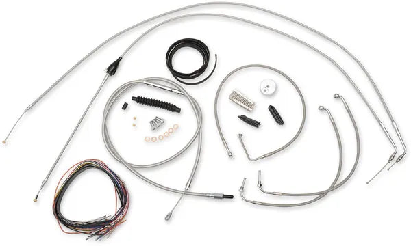 Harley Davidson Flhri [LA CHOPPERS] - Complete Stainless Steel Braided Handlebar Cable/Brake Line Kit