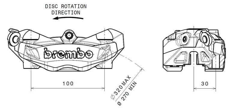 Bmw R 1200 Nine T Scrambler [BREMBO] - M4 brake caliper front left gold Ø32mm