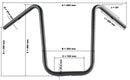 Harley Davidson Flst [HIGHWAY HAWK] - Bad Hawk 1 inch handlebar with 3 holes, 845mm wide 370mm high, chrome-2