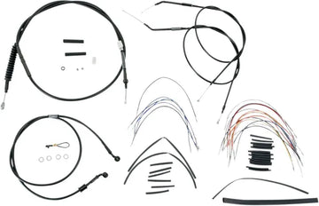Harley Davidson Nightster [BURLY BRAND] - Complete Black Vinyl Handlebar Cable/Line Set for Ape Hanger