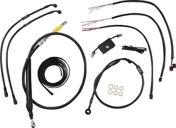 Harley Davidson Fxdrs 114 [LA CHOPPERS] - Complete Midnight Braided Handlebar Cable/Brake Line Kit