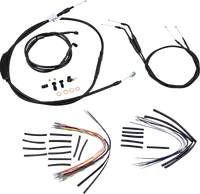 Harley Davidson Fxdwg [BURLY BRAND] - Complete Black Vinyl Handlebar Cable/Line Set for Ape Hanger