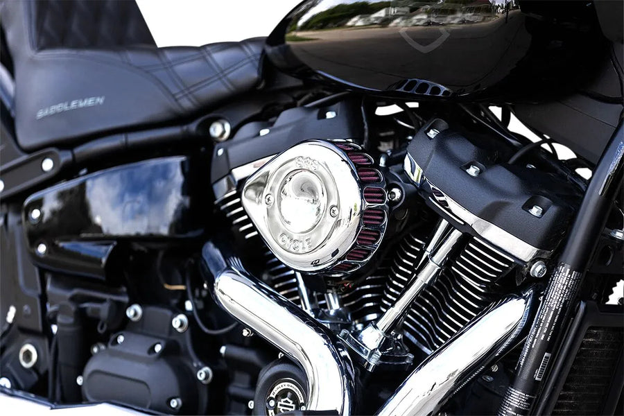 Harley-Davidson FLI 1868 Hydra-Glide Revival 114 [2024] - Mini Teardrop Stealth Luftfilter-Kit – Oberfläche: Silber – Bild 3