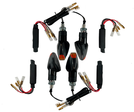 4 LED indicators black with resistors [E-mark] - Universal Motorcycle