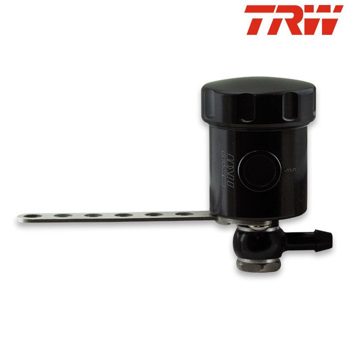 Bremsflüssigkeitsbehälter "TRW" – 15 ML, Ø 44mm x B 33mm, Alu, schwarz, seitlicher Anschluss