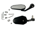 Universal motorcycle handlebar end mirror [E-mark] - rear view mirror aluminum black front view