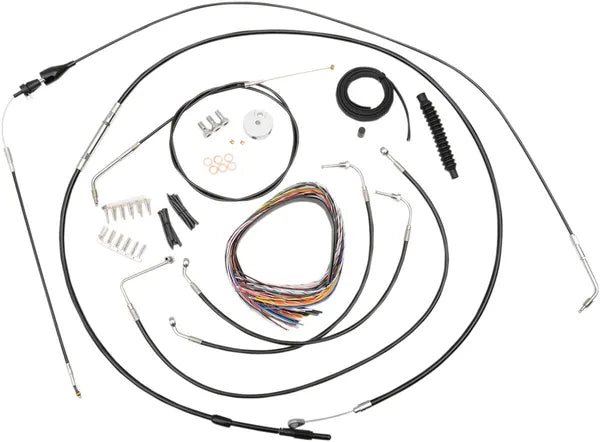 Harley Davidson Flhri [LA CHOPPERS] - Complete Black Vinyl Braided Handlebar Cable/Brake Line Kit