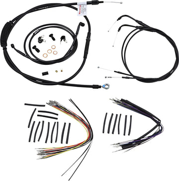 harley davidson fxst [BURLY BRAND] - Complete Black Vinyl Handlebar Cable/Line Kit for Ape Hangers - 0