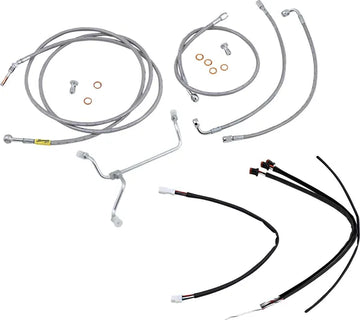 Harley Davidson Flhx [BURLY BRAND] - Complete Stainless Steel Braided Handlebar Cable/Brake Line Kit