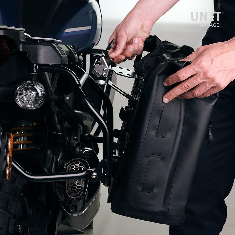 BMW R nineT 1200 Pure [2017-2023] - Khali Seitentasche aus TPU 35L - 45L + Aluminiumplatte auf der Schalldämpferseite