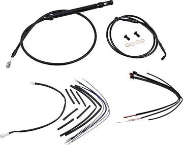 Harley Davidson FX [BURLY BRAND] - Complete Black Vinyl Handlebar Cable/Line Set for Ape Hanger