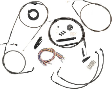 Harley Davidson Flhri [LA CHOPPERS] - Complete Midnight Braided Handlebar Cable/Brake Line Kit
