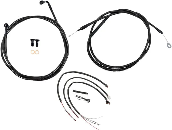 Harley Davidson Fxdrs 114 [LA CHOPPERS] - Complete Midnight Braided Handlebar Cable/Brake Line Kit