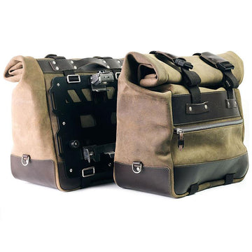 BMW R 1200 GS LC [2013-2018] - Pair of Cult side bags in split leather 40L - 50L + aluminum plate