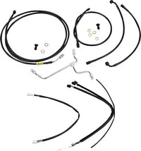 Harley Davidson Flhx [BURLY BRAND] - Complete Black Vinyl Handlebar Cable/Line Set for Ape Hanger