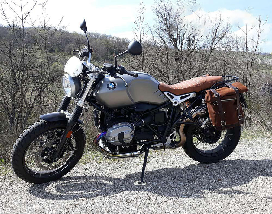 BMW R nineT 1200 Roadster [2014-2023] - Zwei Seitentaschen aus Leder + Doppelrahmen