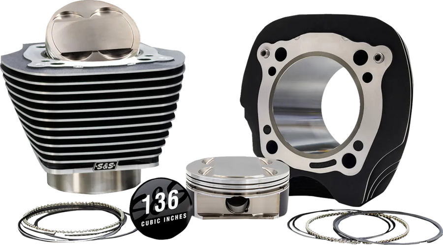 Harley-Davidson FLHTCUTG 1868 Tri Glide Ultra 114 [2025] - 132" Hochverdichtungs- / 136" Big Bore Kit – Oberfläche: Schwarz, Hervorgehobene Lamellen – Merkmal: +8,5 cm³ Kuppelvolumen – Bild 1