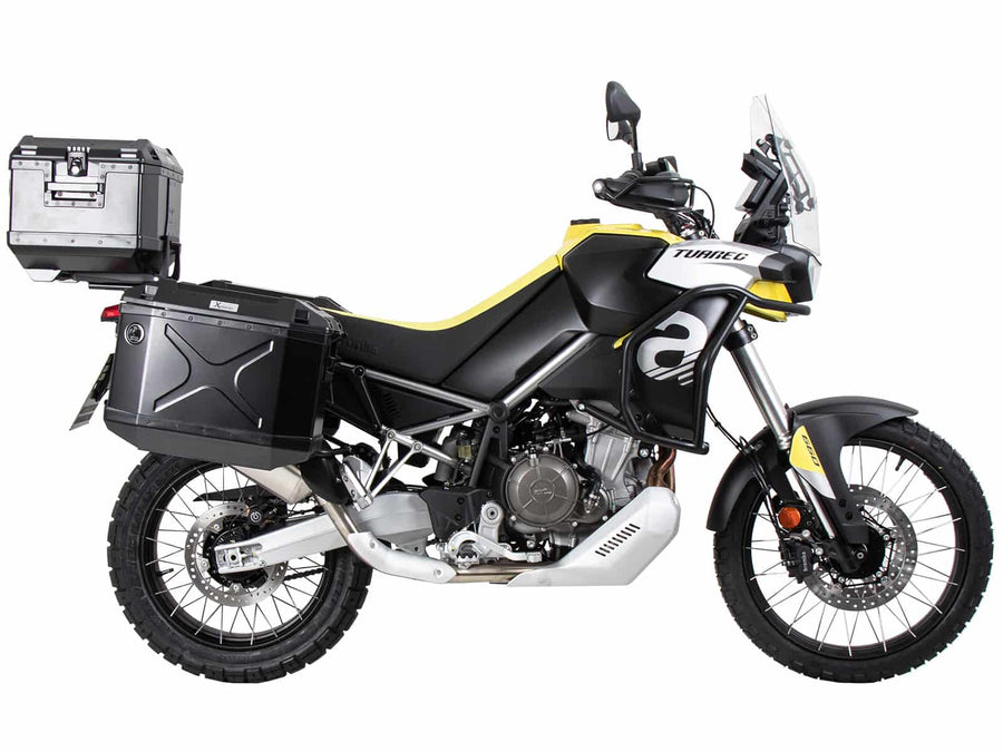 Aprilia Tuareg 660 [2022-2024] - Kofferträgerset Cutout schwarz inkl. Xplorer Cutout schwarz Kofferset