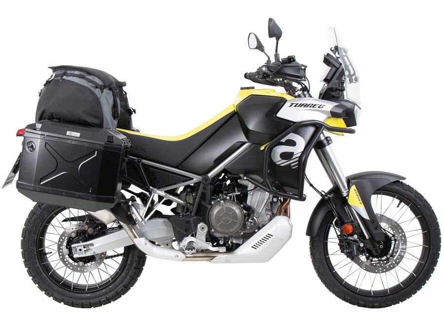 Aprilia Tuareg 660 [2022-2024] - Kofferträgerset Cutout schwarz inkl. Xplorer Cutout schwarz Kofferset