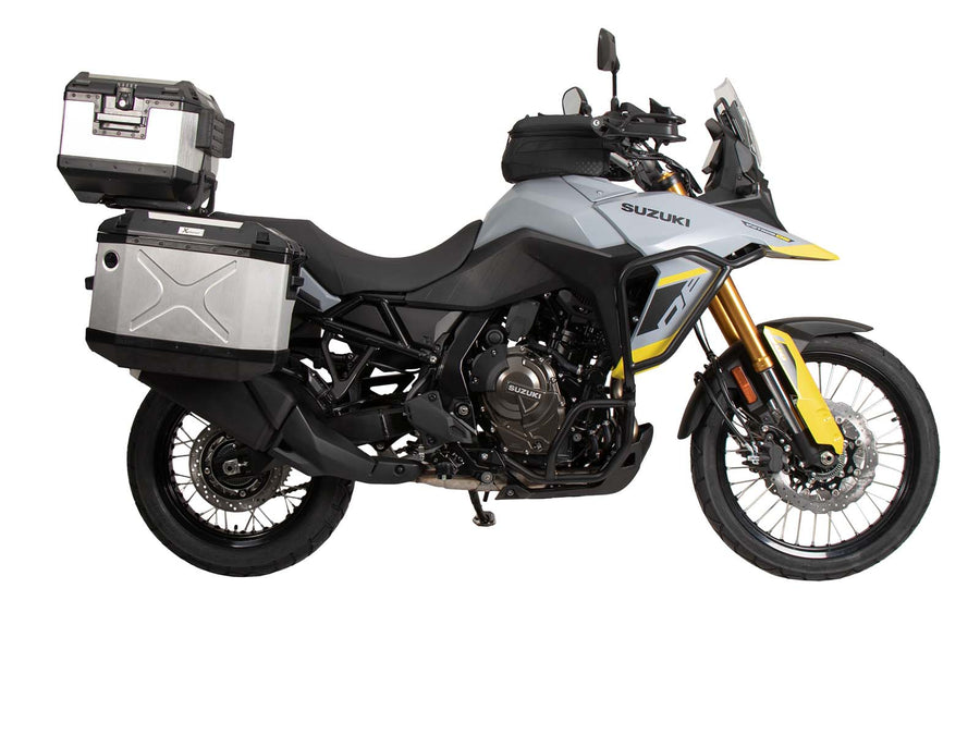 Suzuki V-Strom 800 DE [2023-2026] - Kofferträgerset Cutout schwarz inkl. Xplorer Cutout silber Kofferset