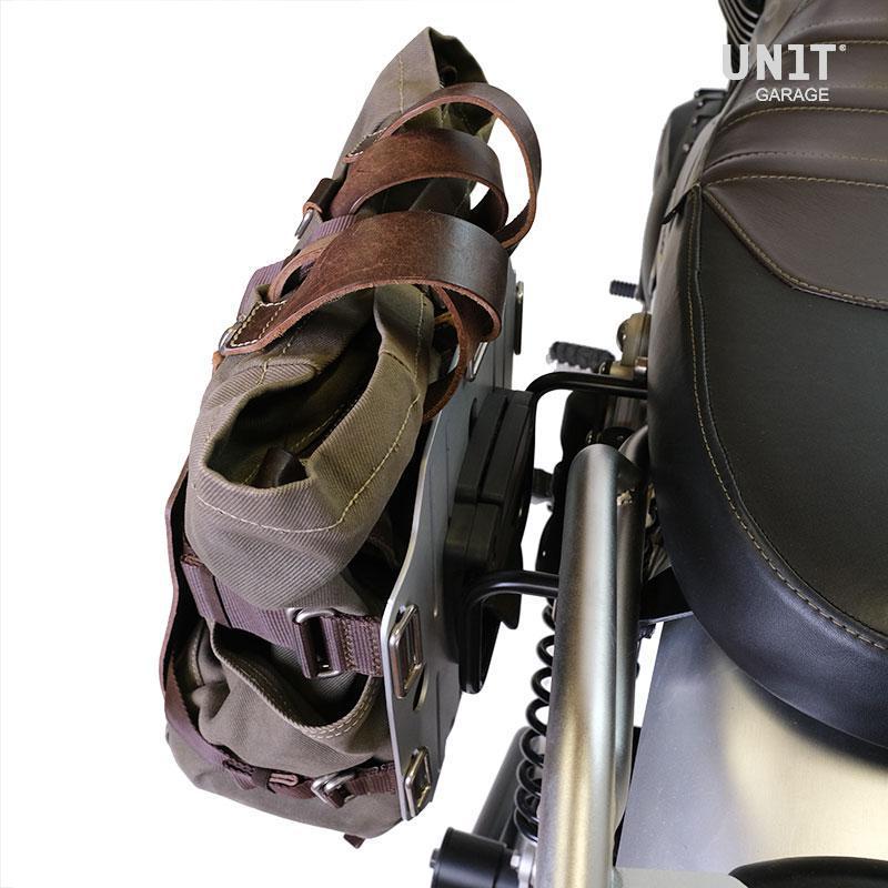 BMW R 1200 GS LC Rad [2013-2019] - Aluminium-Taschenhalter mit verstellbarer Lederfront, Schnellkupplung und Rahmen