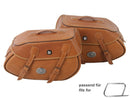Motorradtasche [Hepco & Becker] - Leder Buffalo sandbraun links – Rohrpacktaschenhalter