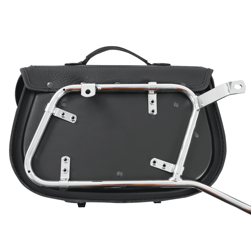 Motorradtasche [Hepco & Becker] - Leder Ivory schwarz rechts – Rohrpacktaschenhalter